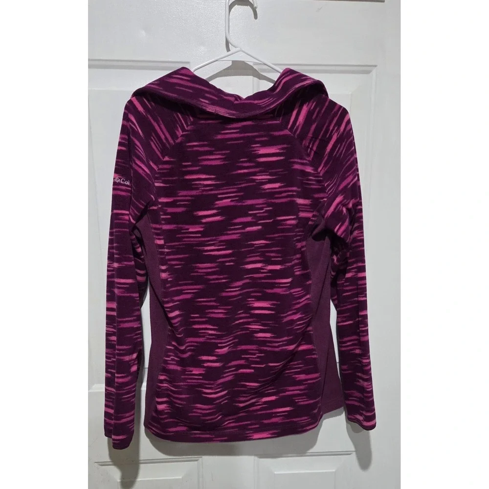 Columbia Fuchsia & Pink Print Fleece 1/4 Zip Pullover Jacket Youth XL
